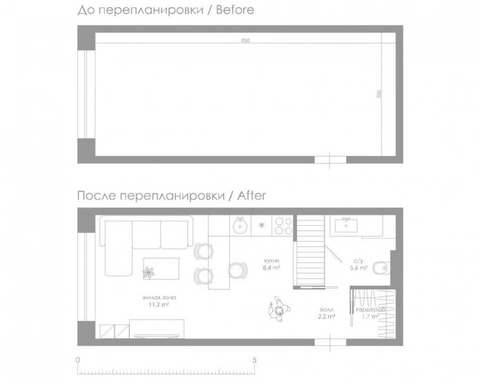 планировка студии 29 кв. м.