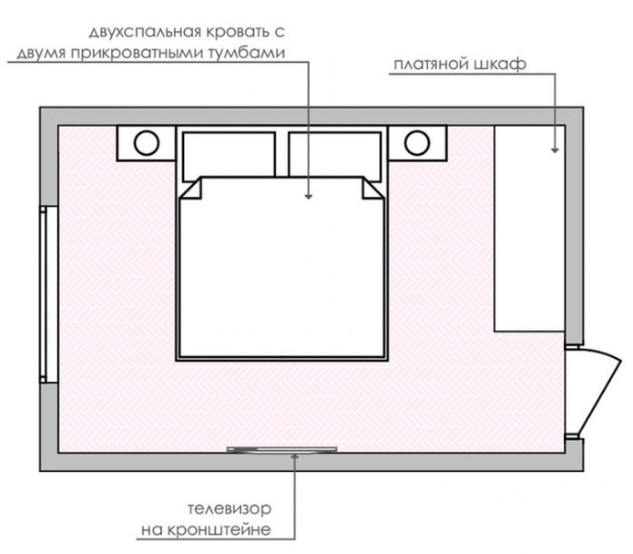 планировка спальни 12 кв